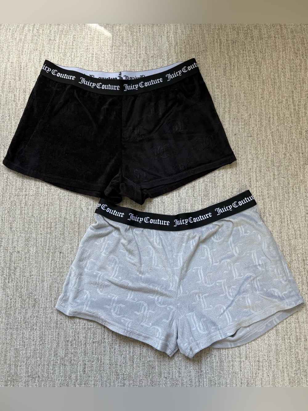 Juicy Couture Black & Light Gray Logo Knit Lounge Shorts Duo